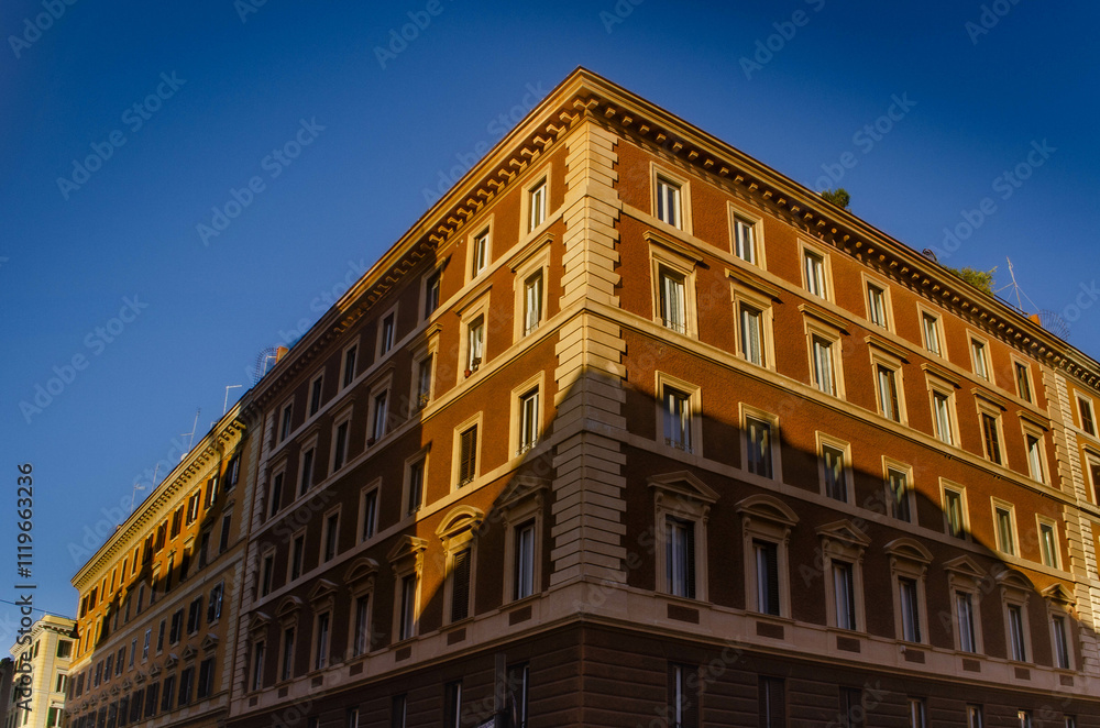Historic Building Illuminated by Golden Hour Light in the city of Rome Historic Building Illuminated by Golden Hour Light in the city of Rome