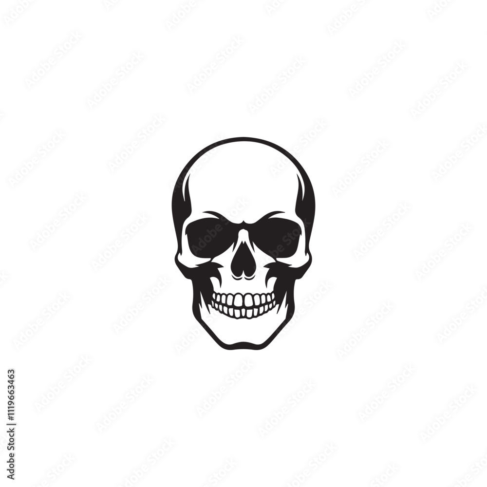 A black and white skull silhouette illustration vector design in white background. A black and white skull silhouette illustration vector design in white background.