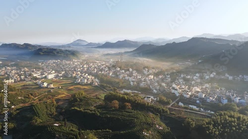 Scenery of late autumn and early morning in the mountains of southern Anhui photo