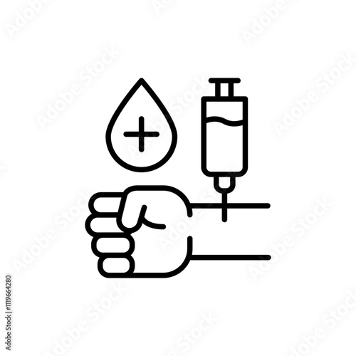 Blood donation outline icons, minimalist vector illustration ,simple transparent graphic element .Isolated on white background