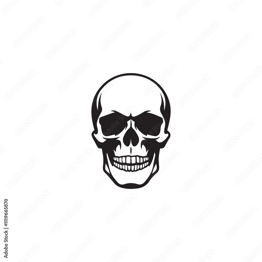 A black and white skull silhouette illustration vector design in white background. A black and white skull silhouette illustration vector design in white background.