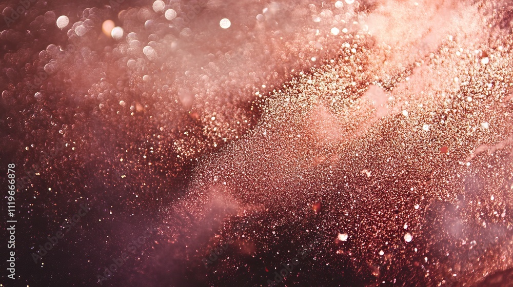 Fototapeta premium Rose gold glittery texture; festive decor for Christmas, weddings, or greeting cards. 