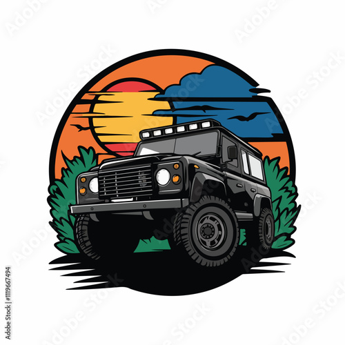 Off-Road car illustration for t-shirt Vector and images