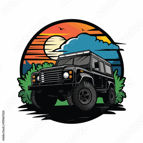 Off-Road car illustration for t-shirt Vector and images