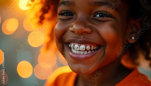 Wallpaper Mural Smile and teeth braces on a young black African American girl Torontodigital.ca