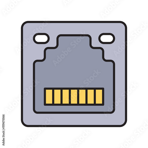 ethernet color line icon with white background vector stock illustration