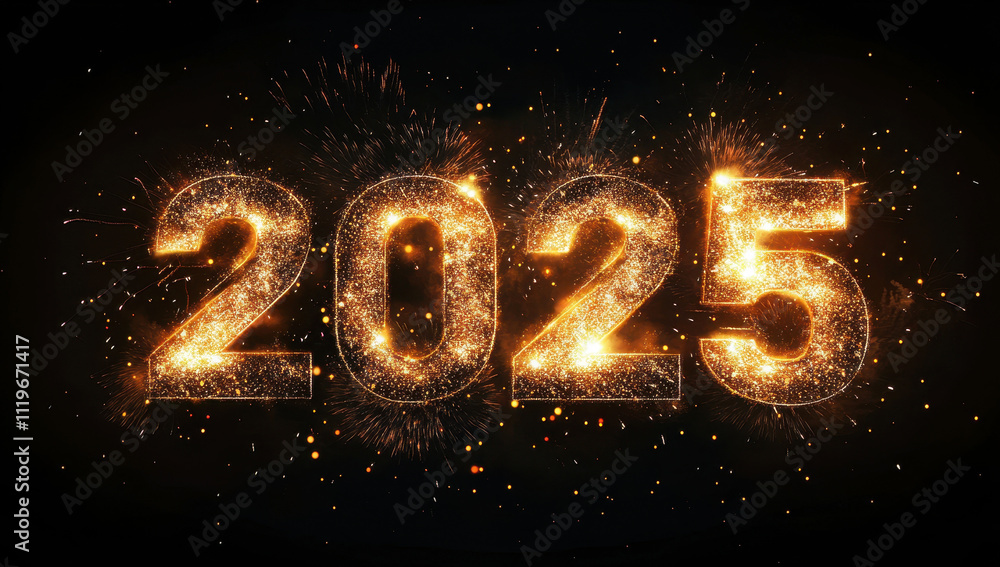Dazzling celebration of New Year's Eve with fireworks welcoming 2025 Dazzling celebration of New Year's Eve with fireworks welcoming 2025
