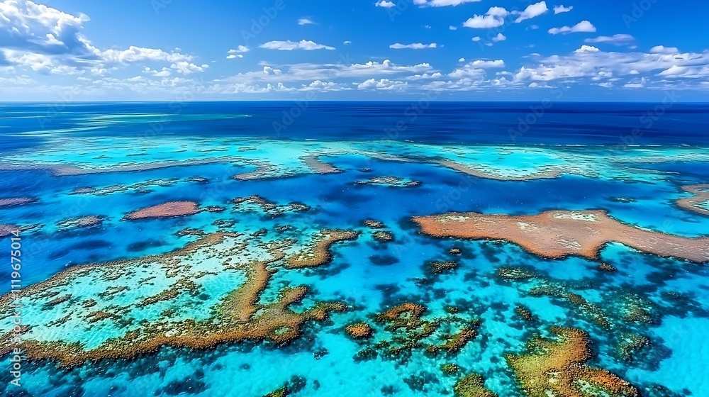 Fototapeta premium The ocean is blue and the sky is clear