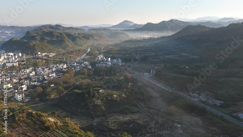 Scenery of late autumn and early morning in the mountains of southern Anhui photo