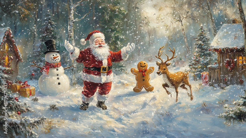 santa claus and snowman photo