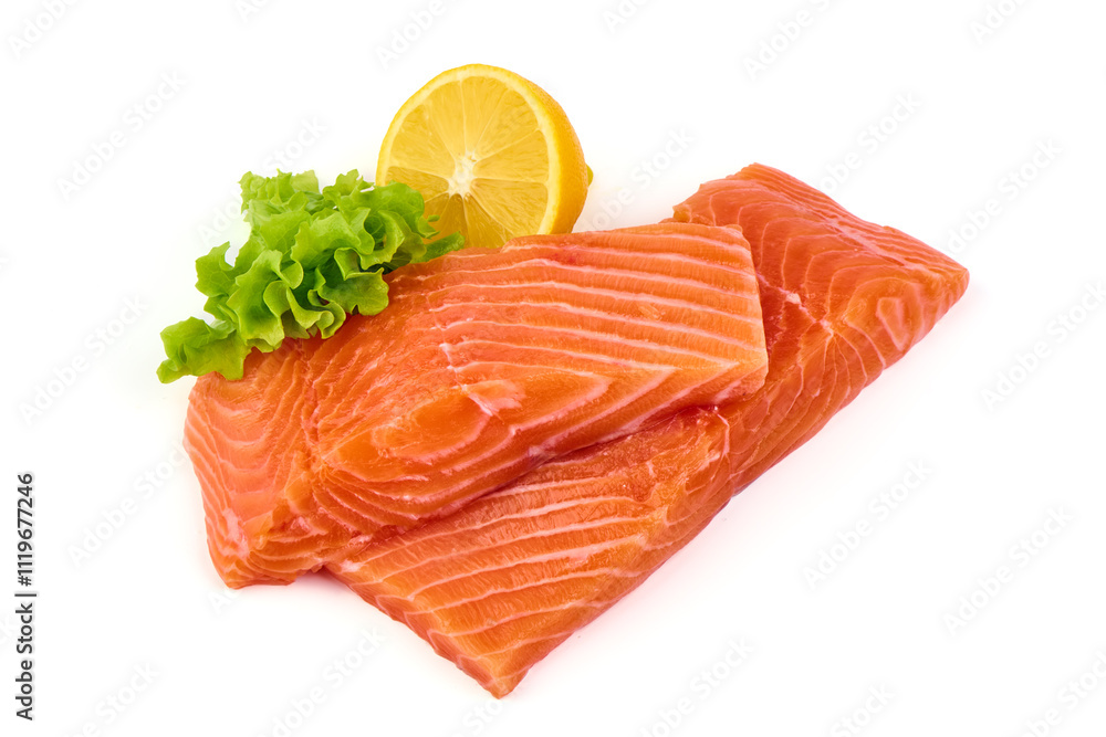 Salmon, fresh salmon fillet isolated on white background. Salmon, fresh salmon fillet isolated on white background.