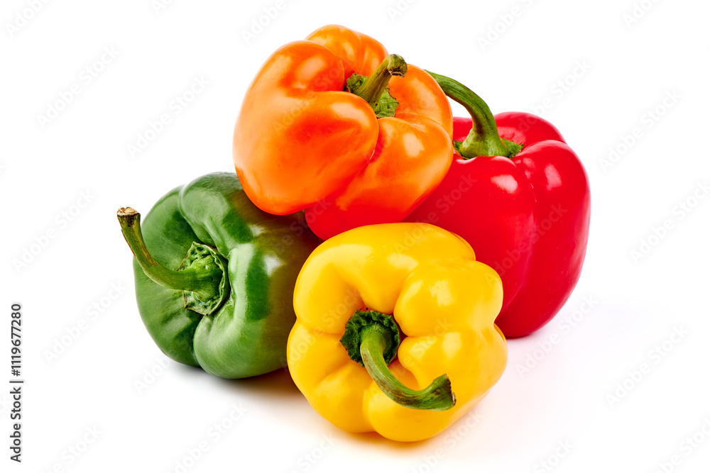 Bell pepper mix, isolated on white background. Bell pepper mix, isolated on white background.