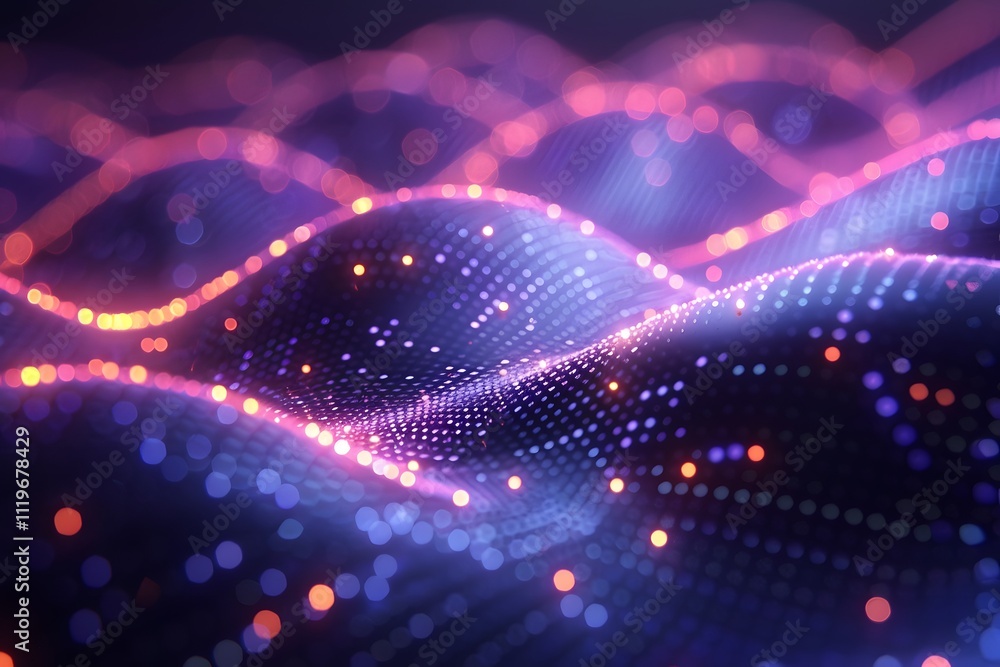 Futuristic Digital Wave with Glowing Dots in Abstract Technology Concept Futuristic Digital Wave with Glowing Dots in Abstract Technology Concept