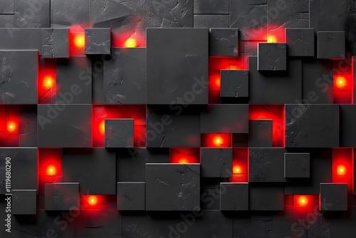 Futuristic Abstract Design with Illuminated Geometric Blocks for Modern Decor photo