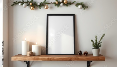 Wallpaper Mural A photo art frame mockup in christmas theme background Torontodigital.ca