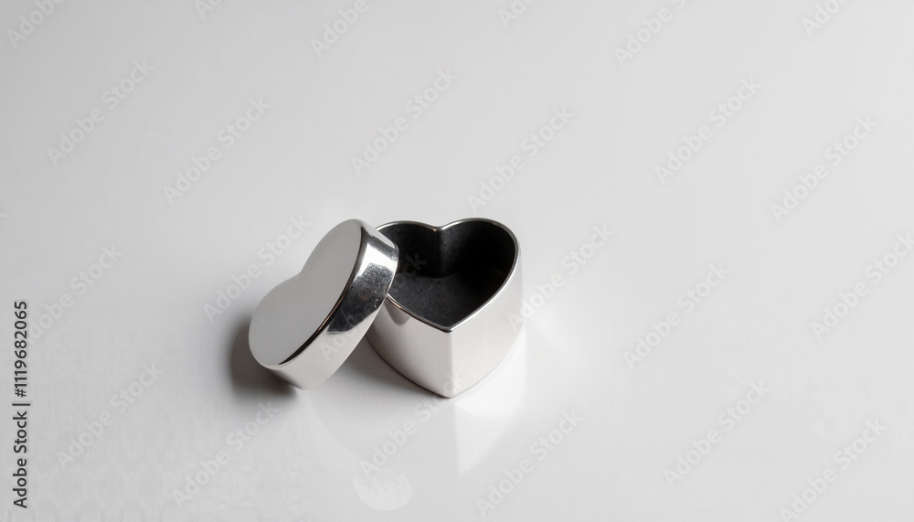 Minimalist silver heart-shaped box perfect for storing love tokens on Valentine's Day Minimalist silver heart-shaped box perfect for storing love tokens on Valentine's Day