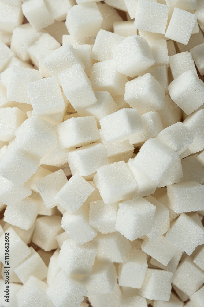 Cubes of white crystalline beetroot refined sugar. Cubes of white crystalline beetroot refined sugar.