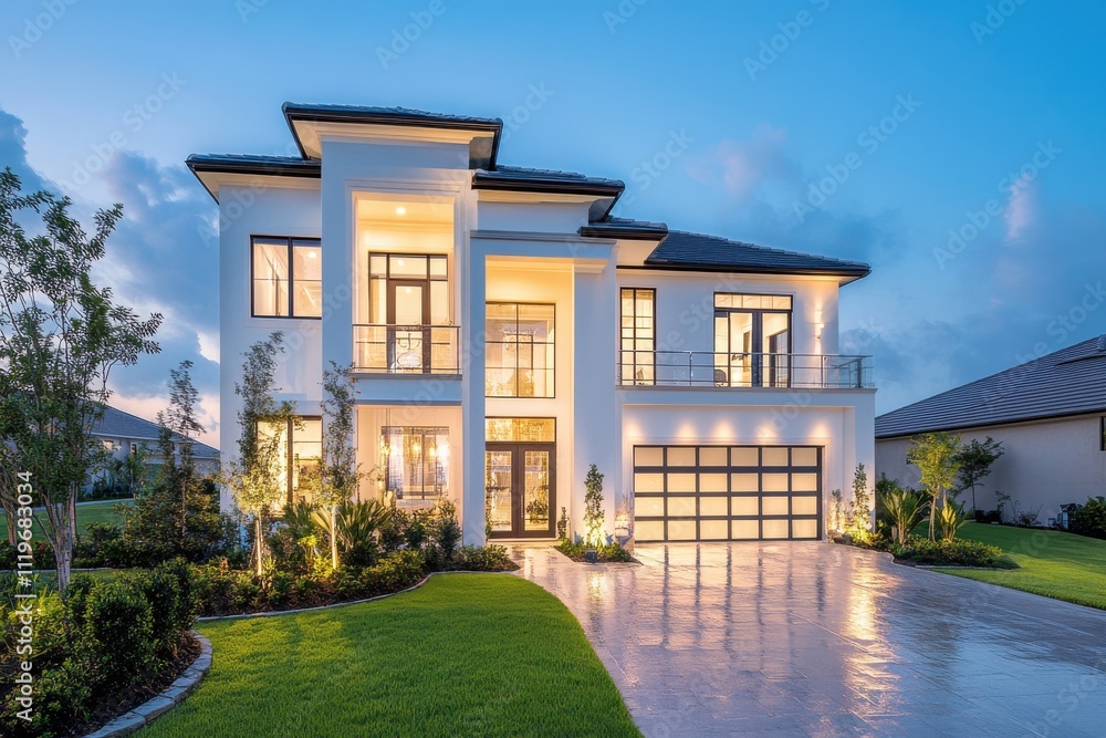Modern luxury home minimalist architecture white exterior large windows Modern luxury home minimalist architecture white exterior large windows