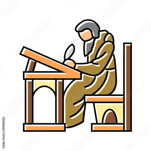 monk scribe byzantine color icon vector. monk scribe byzantine sign. isolated symbol illustration