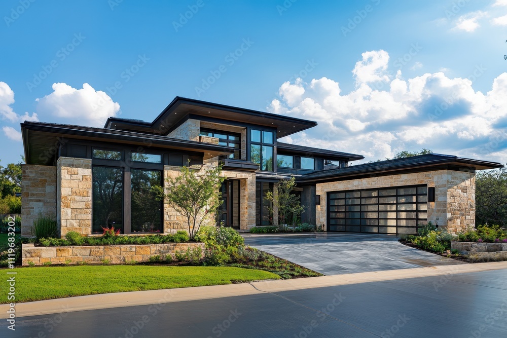 Modern luxury house sleek architecture dark stone facade large windows minimalist design Modern luxury house sleek architecture dark stone facade large windows minimalist design