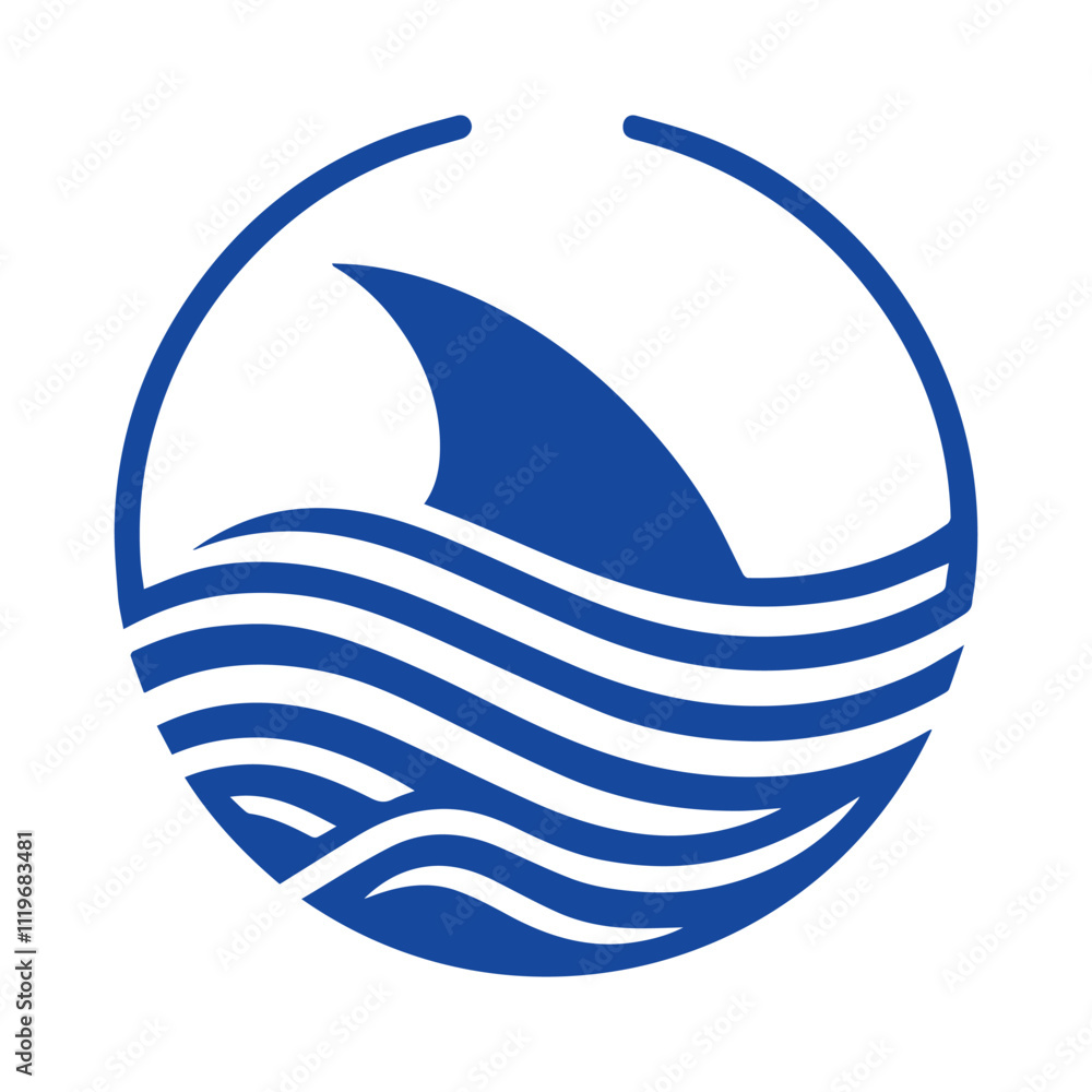 Naklejka premium 2d fish fin logo on white background