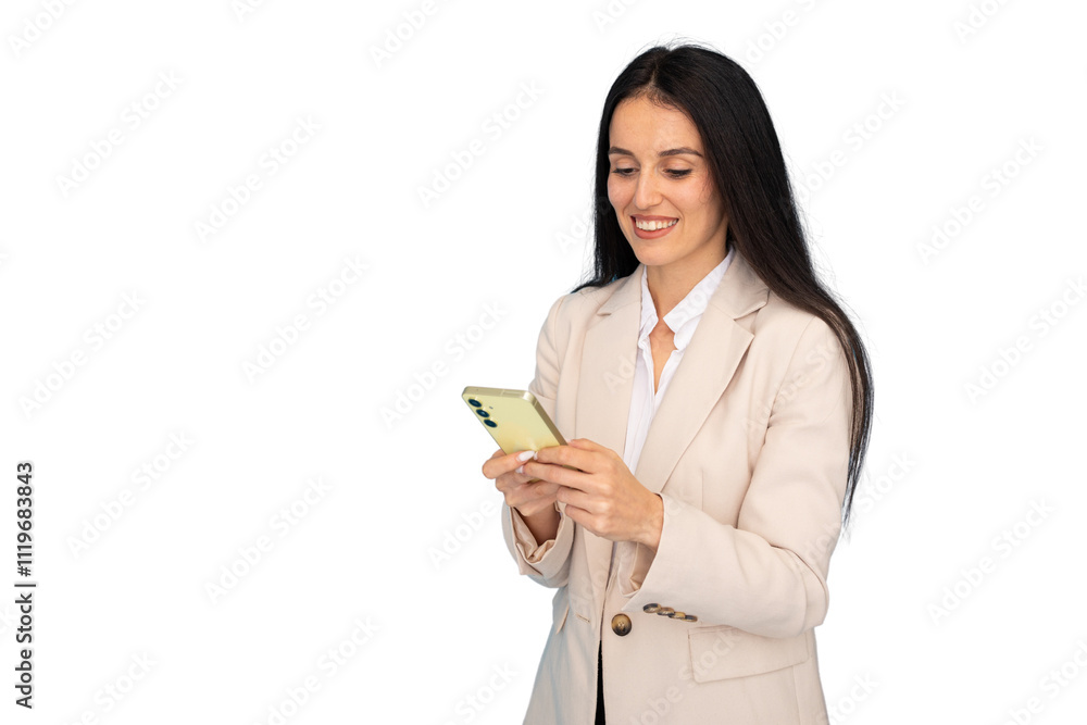 Professional young woman checking her smartphone Professional young woman checking her smartphone