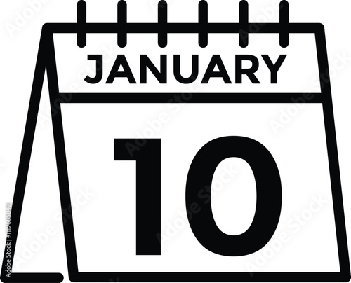 January 10 Calendar Day or Calender Date for Deadlines or Appointment. Calendar vector icon. Deadline. Date. 