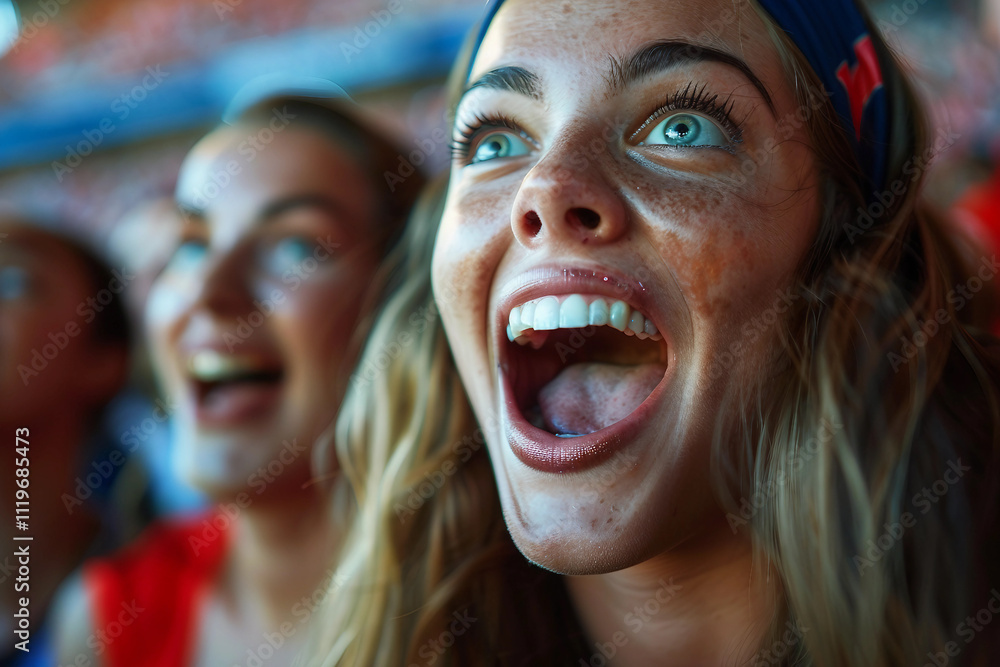 Generative AI Image of Excited Sports Fan Reacting to Team Victory in Championship Generative AI Image of Excited Sports Fan Reacting to Team Victory in Championship