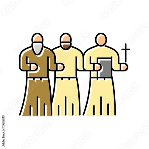 religious procession byzantine color icon vector. religious procession byzantine sign. isolated symbol illustration