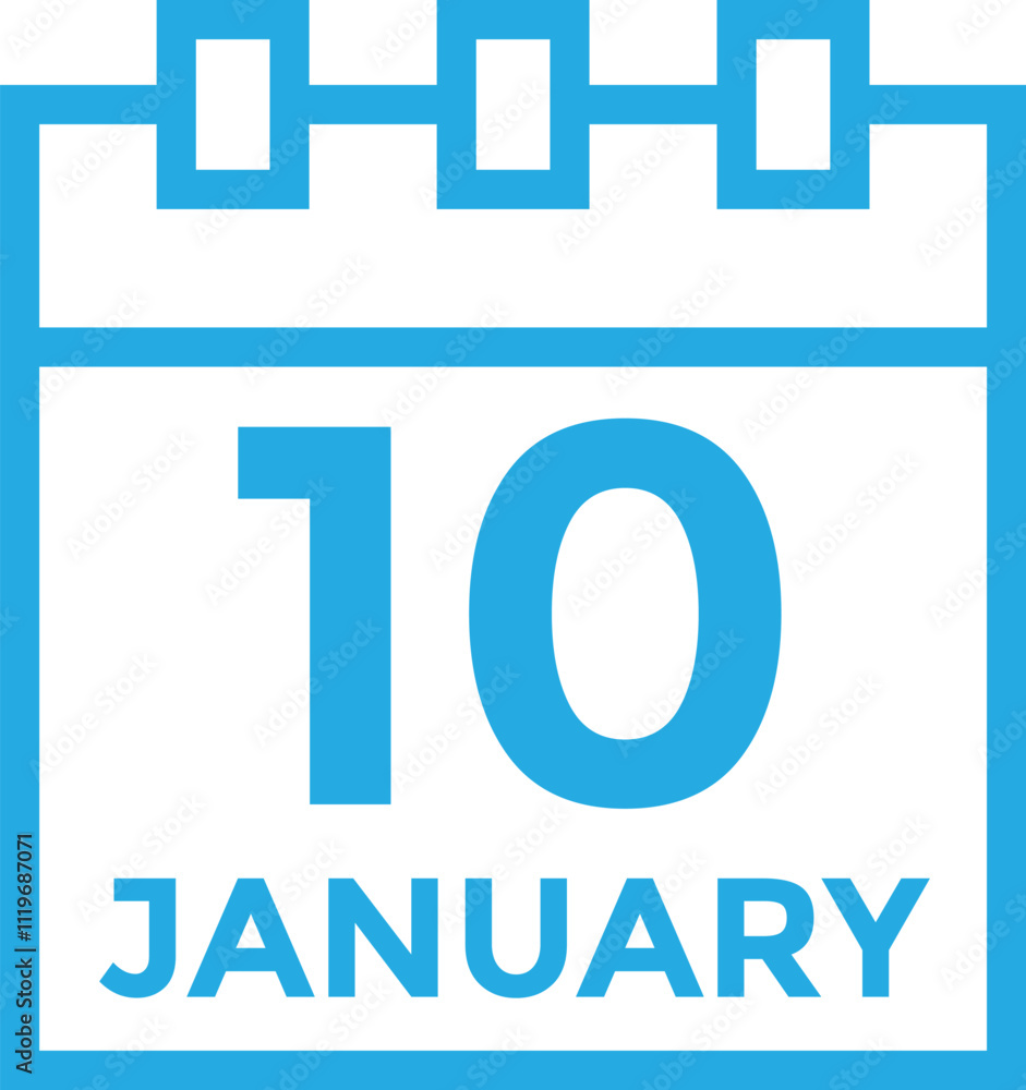 January 10 Calendar Day or Calender Date for Deadlines or Appointment. Calendar vector icon. Deadline. Date. January 10 Calendar Day or Calender Date for Deadlines or Appointment. Calendar vector icon. Deadline. Date.