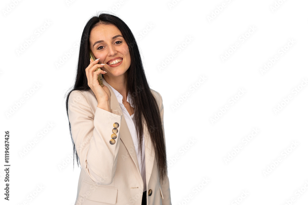 Young businesswoman talking on her mobile phone Young businesswoman talking on her mobile phone