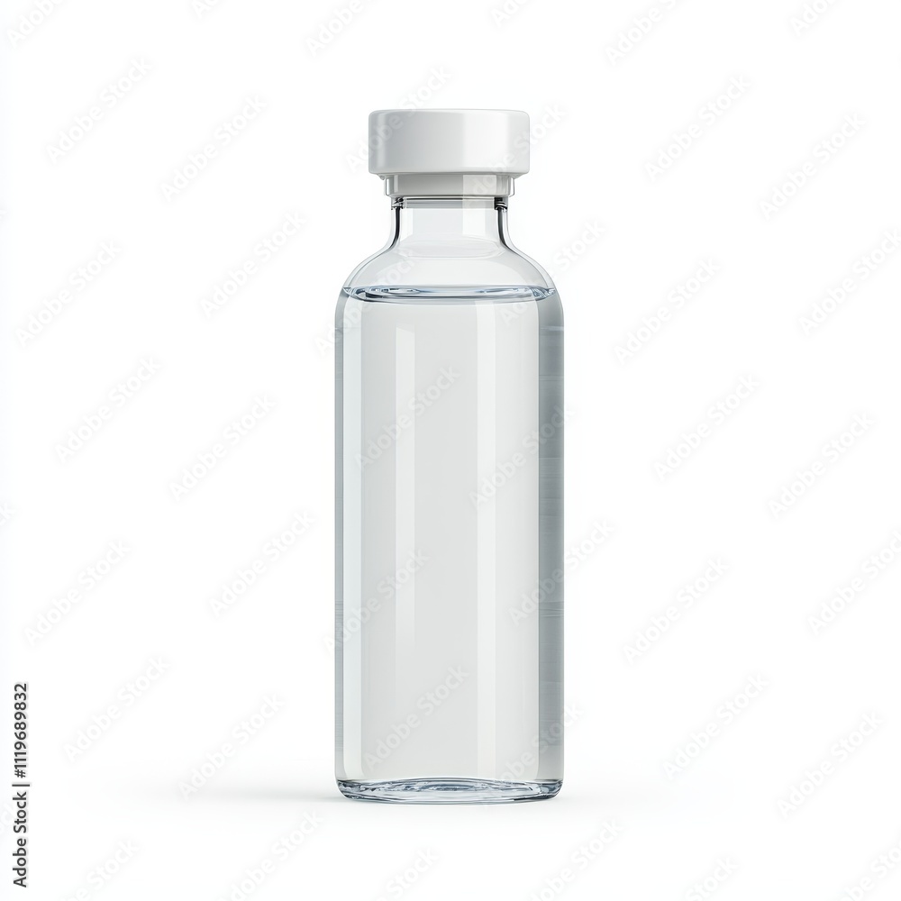 Clear Saline Solution Bottle on White Background - Realistic Medical Liquid Container Clear Saline Solution Bottle on White Background - Realistic Medical Liquid Container