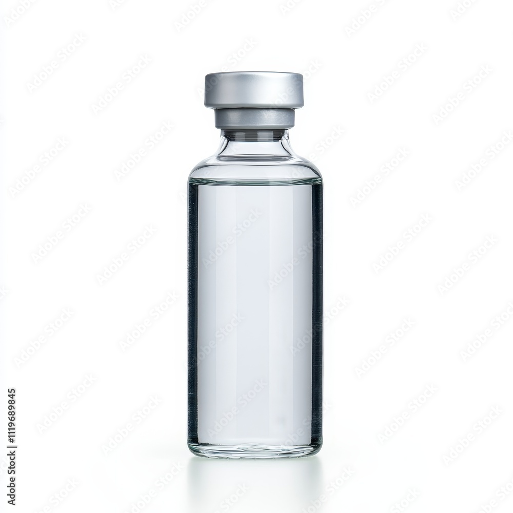 Clear Saline Solution Bottle on White Background - Photorealistic Medical Concept Clear Saline Solution Bottle on White Background - Photorealistic Medical Concept
