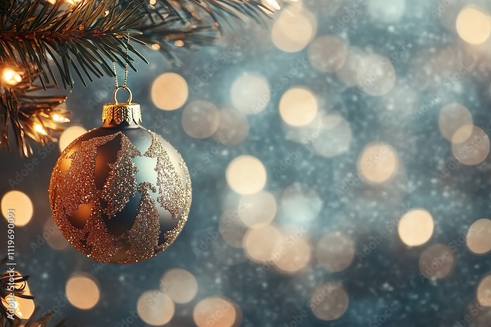 Christmas Ornament with Glitter and Bokeh Background Christmas Ornament with Glitter and Bokeh Background