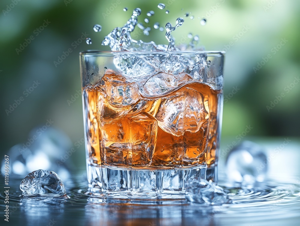 Crystal Clear Elegance - Close-up of Oval Ice Chunk Over Glass of Water, Ready to Create Ripples | Photorealistic Macro Shot Crystal Clear Elegance - Close-up of Oval Ice Chunk Over Glass of Water, Ready to Create Ripples | Photorealistic Macro Shot