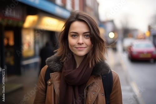 Portrait of a beautiful young woman on the streets of the city