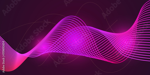 Abstract wave background. Element for design. Digital frequency track equalizer. Stylized line art. Colorful shiny wave with lines created using blend tool. 