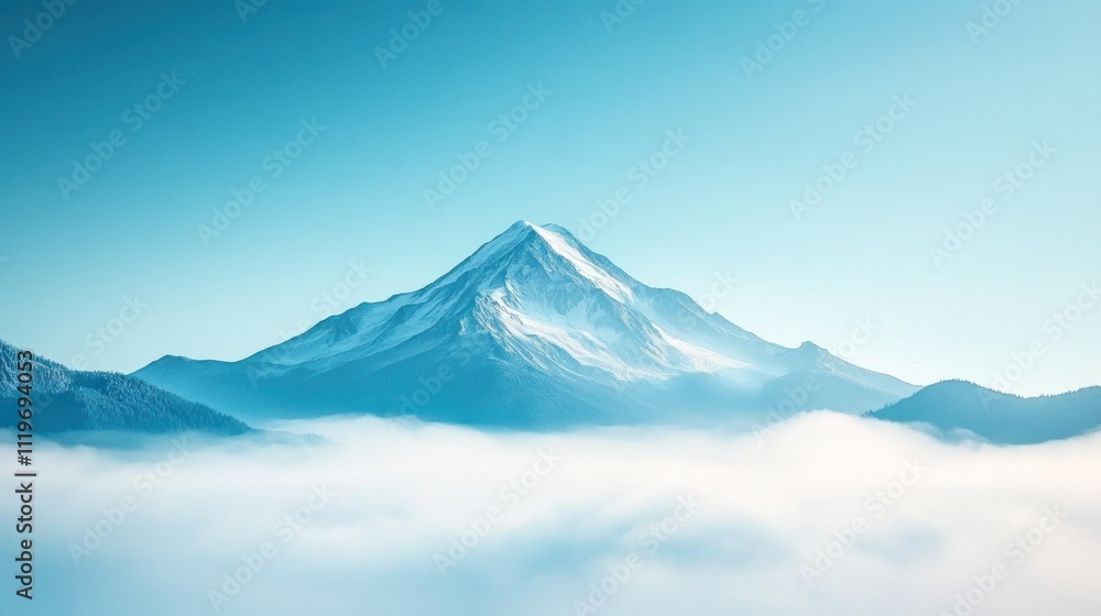 Snow-capped mountain peak above clouds. Snow-capped mountain peak above clouds.