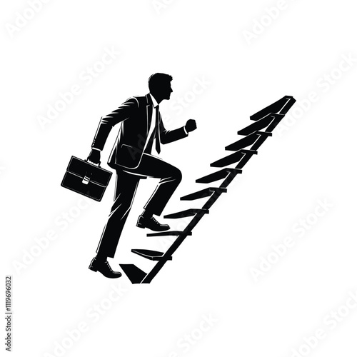 Success Journey Silhouette Vector of Professional Climbing Steps