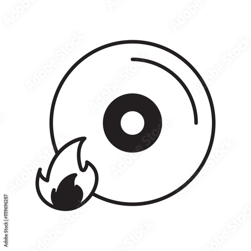 Foto cd burning glyph icon with white background vector stock illustration
