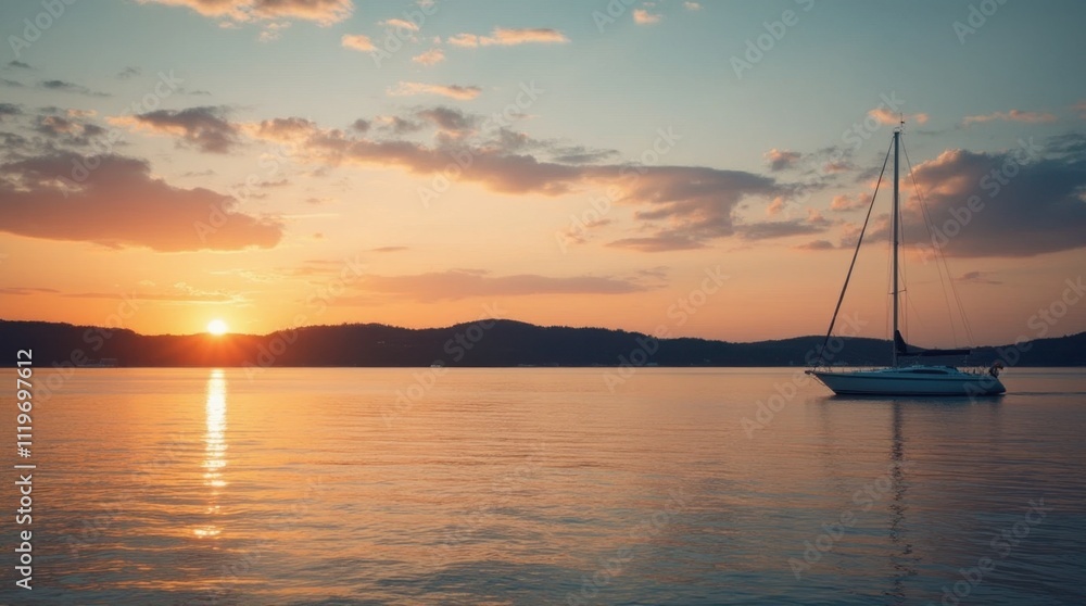 Serene Sunset Sailboat Serene Sunset Sailboat