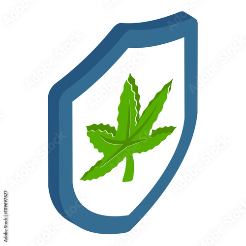 Cannabis Insurance for Dispensaries and Cultivators concept vector icon design, Cannabis and marijuana symbol, thca and cbda sign, recreational herbal drug stock illustration