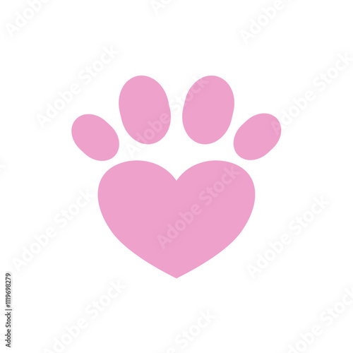 Cat or dog paw icon. Pink paw icon. Dog, cat paw icon. Paw print  symbol isolated on transparent background. 