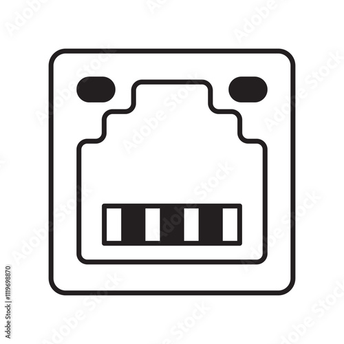 ethernet glyph icon with white background vector stock illustration