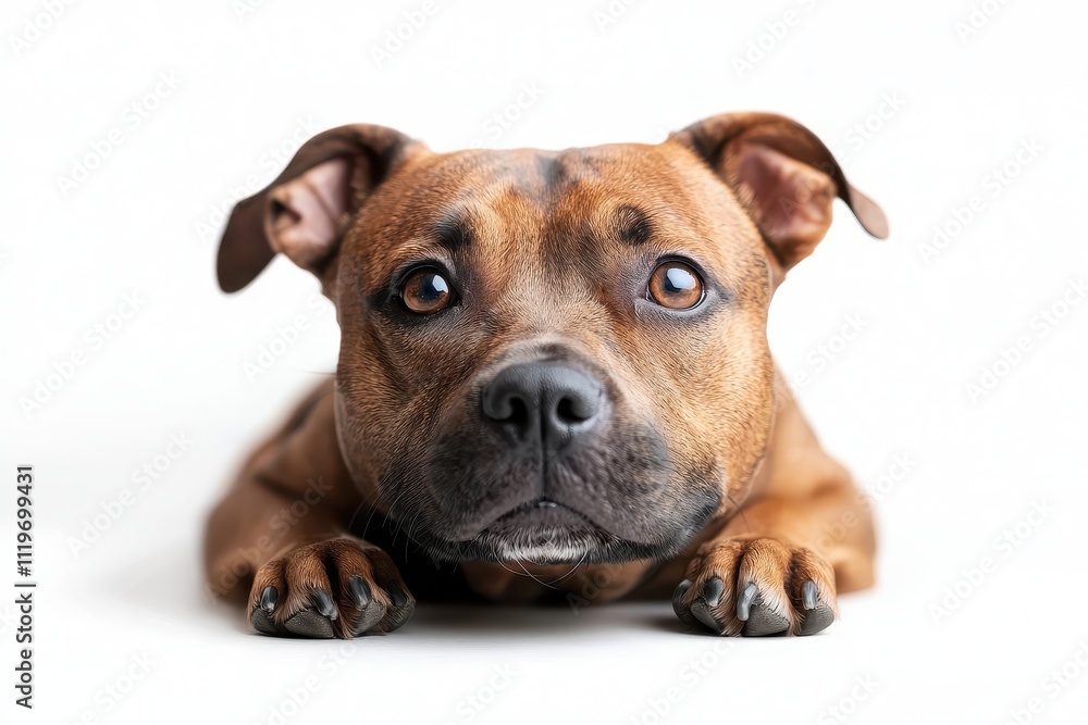 Curious Dog with Big Brown Eyes Captivating Viewers on White Background Curious Dog with Big Brown Eyes Captivating Viewers on White Background