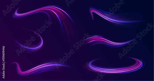 Abstract fire flare trace lens flares acceleration speed motion on night road. Acceleration speed motion on night road. Colorful Light Trails, Long Time Exposure Motion Blur Effect. 