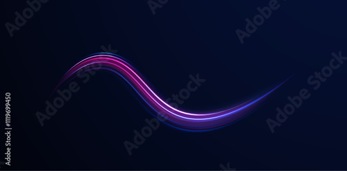 Acceleration speed motion on night road. Colorful Light Trails, Long Time Exposure Motion Blur Effect. Abstract fire flare trace lens flares acceleration speed motion on night road. 