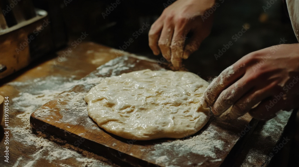 Making Dough chef Stretching pizza dough Making Dough chef Stretching pizza dough