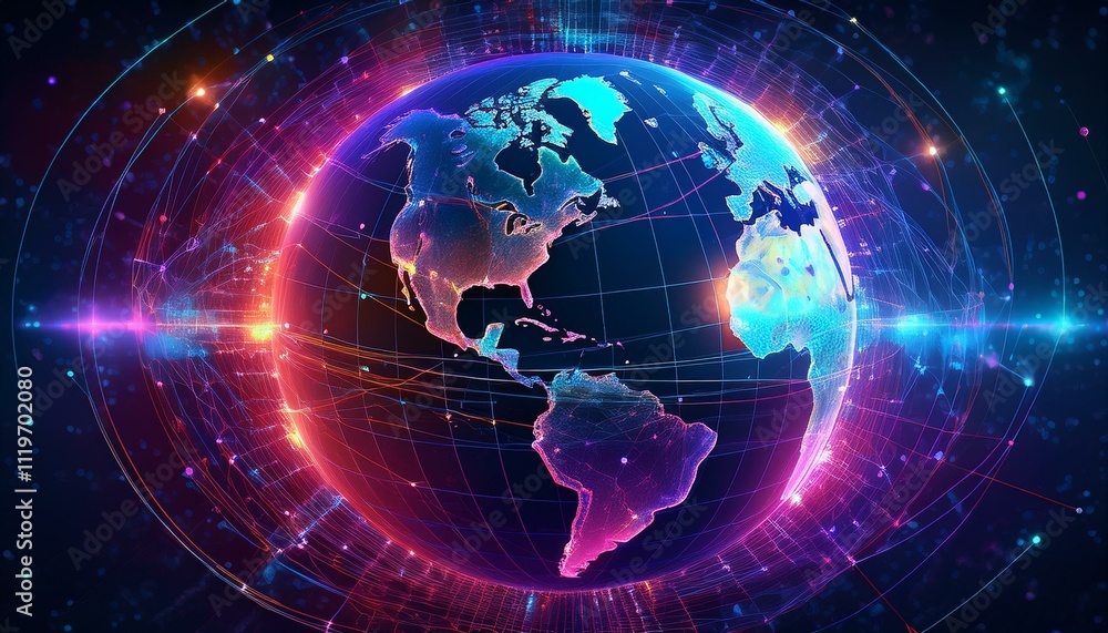 Obraz premium A radiant web connects our planet. 