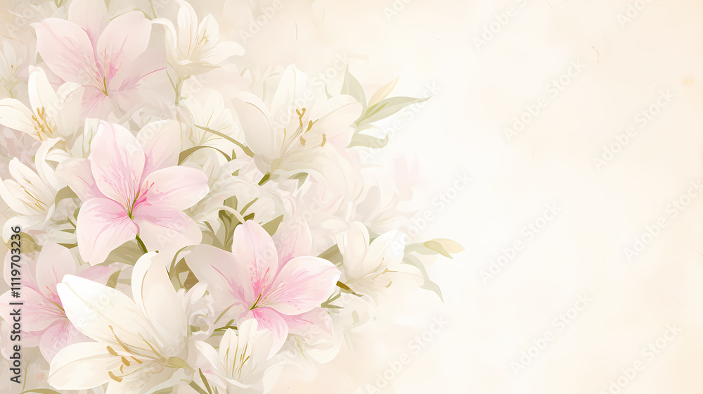 Fototapeta premium Charming Lily Flower Wallpaper in Anime Manga Art Style